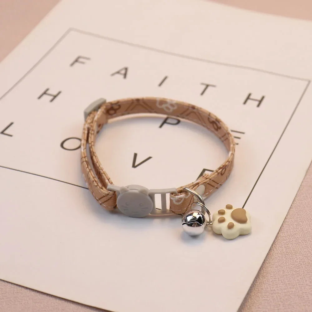 Pawprint Cat Collar with Bell
