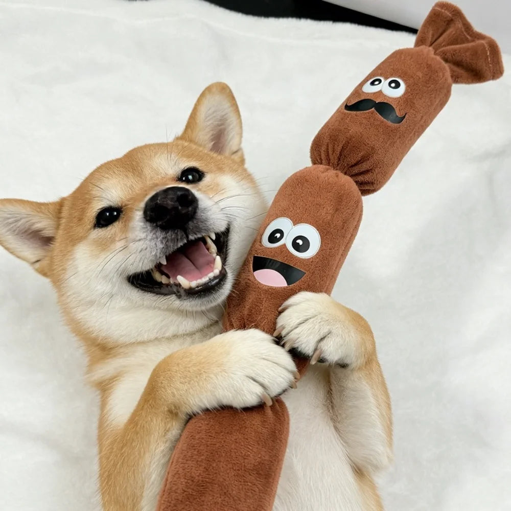 Sausage Squeaky Plush Dog Toy
