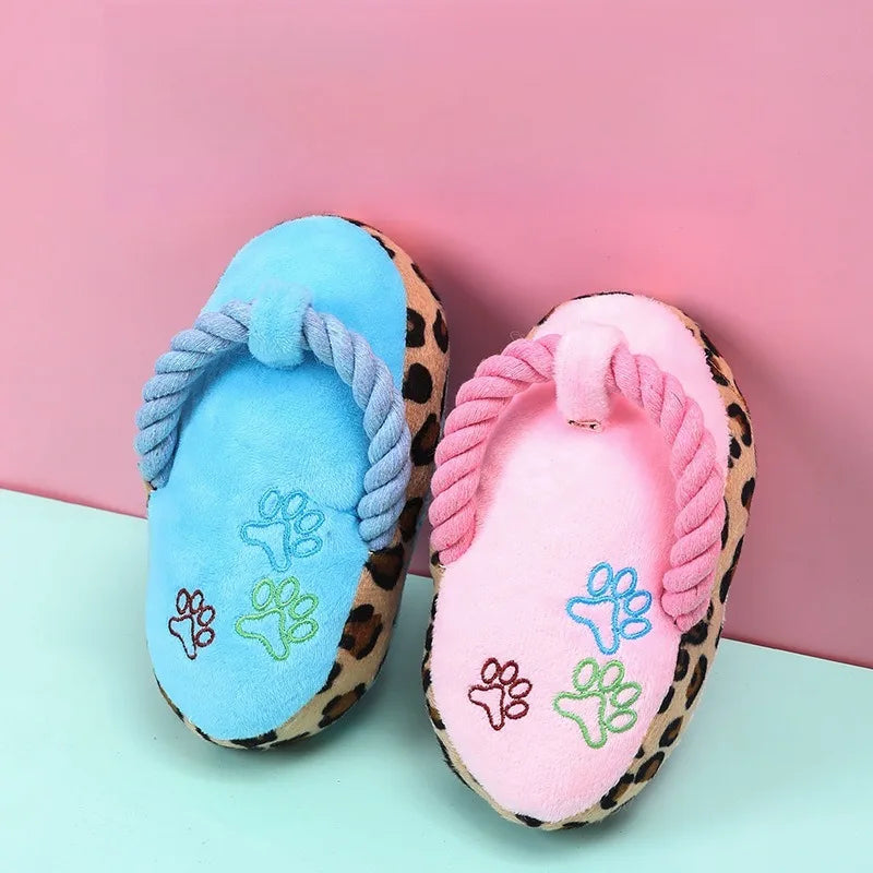 Squeaky Plush Slipper Dog Toy