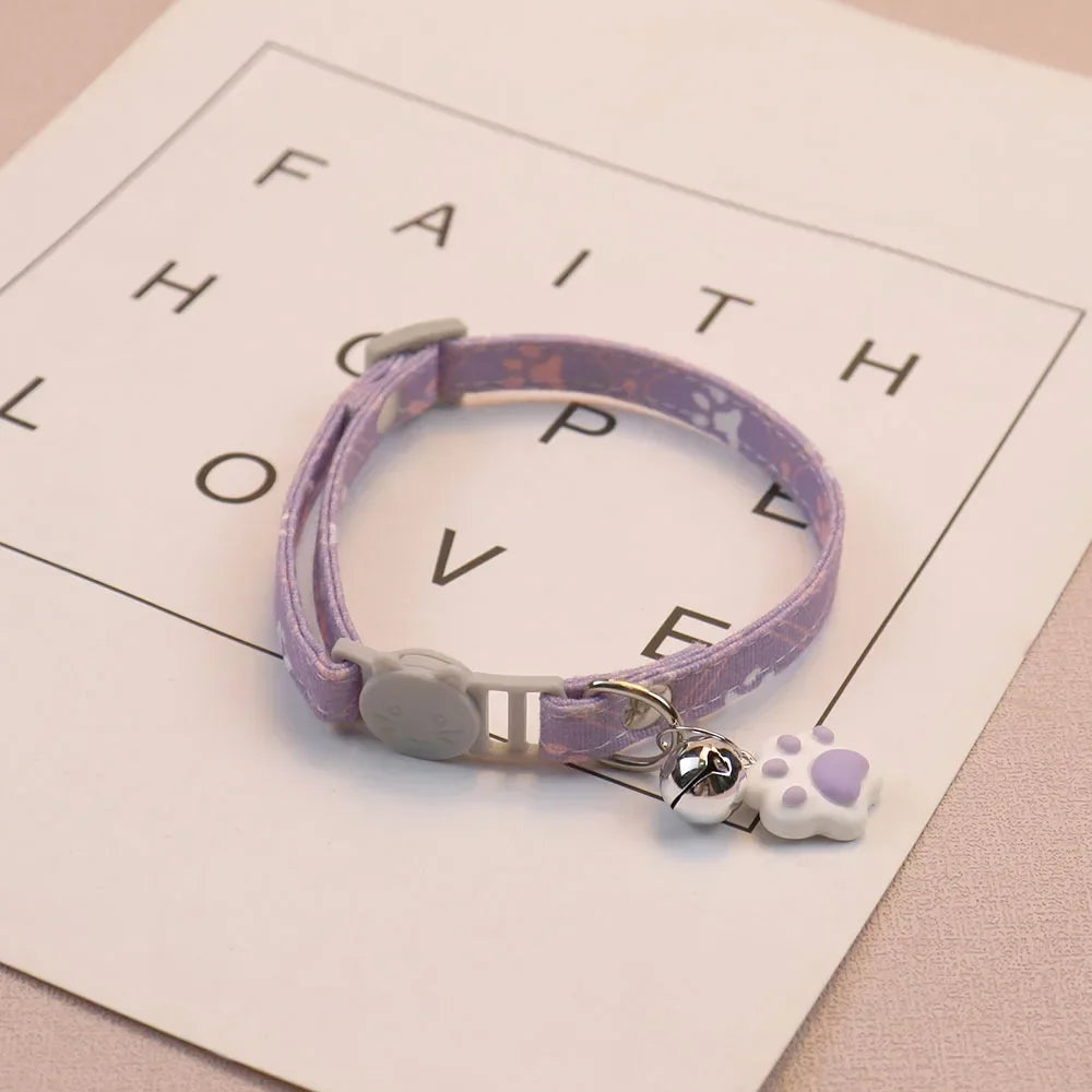 Pawprint Cat Collar with Bell