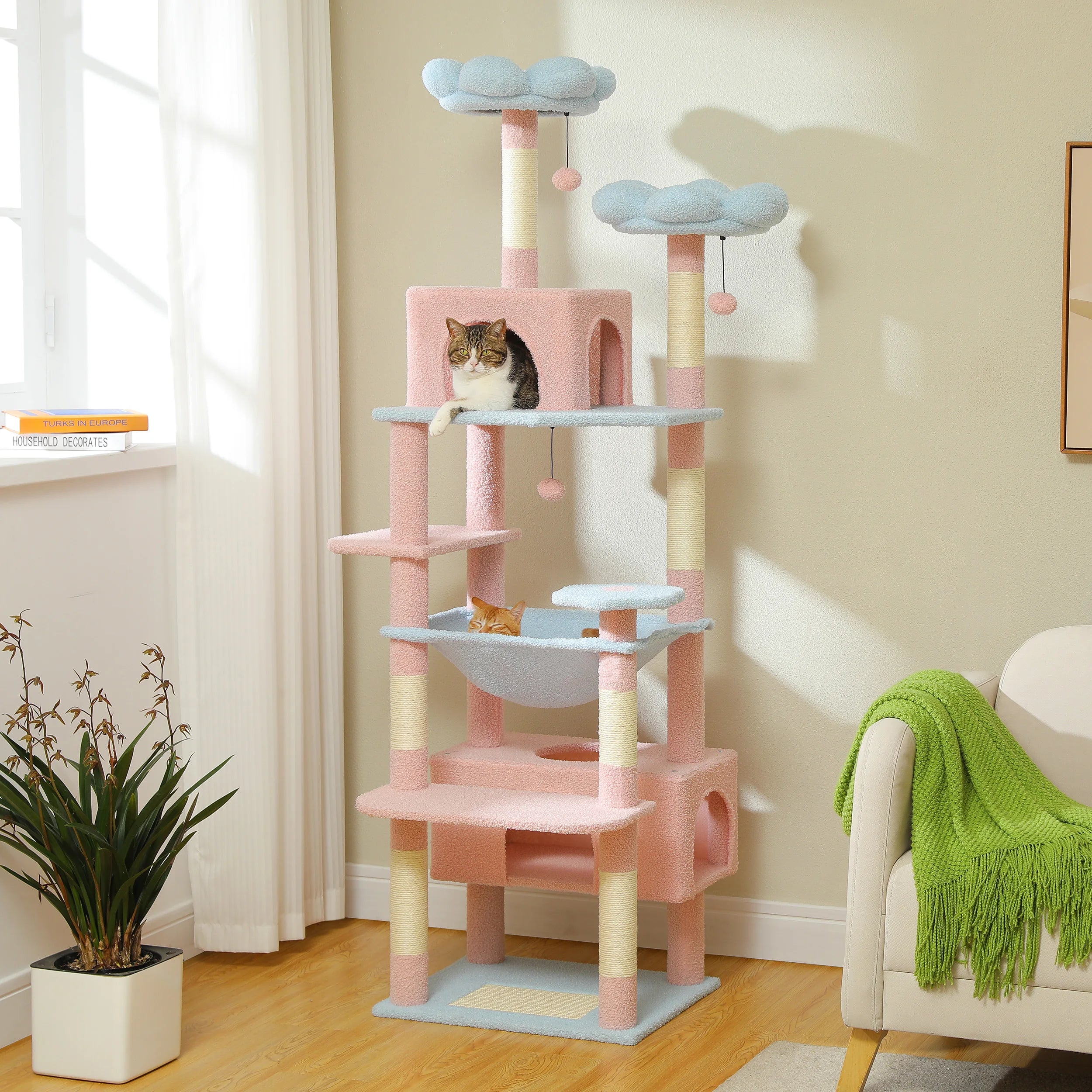 72 in Large Cat Tree Tower | 8-Level Indoor Cat Tower