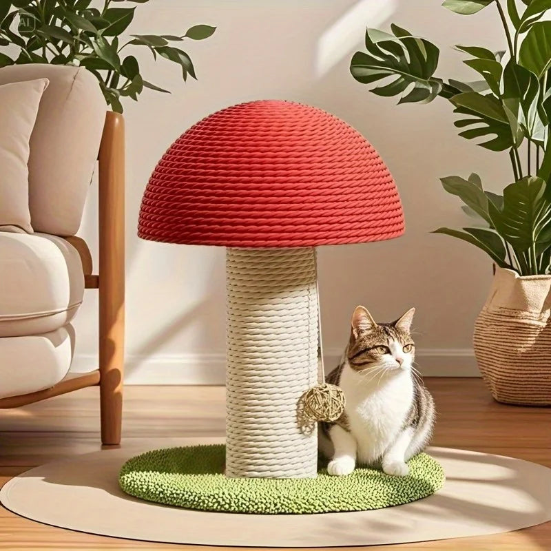 Mushroom Cat Scratching Post with Sisal Pad