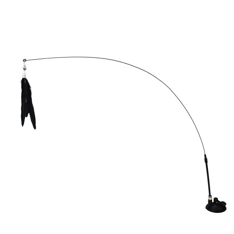 Feather Wand Cat Toy with Suction Cup Base