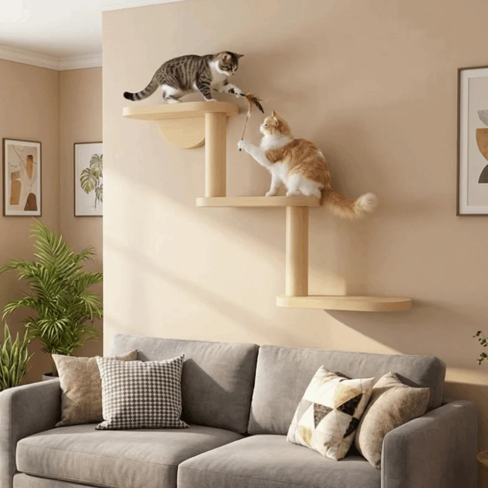 3-Level Wall-Mounted Cat Climbing Shelves