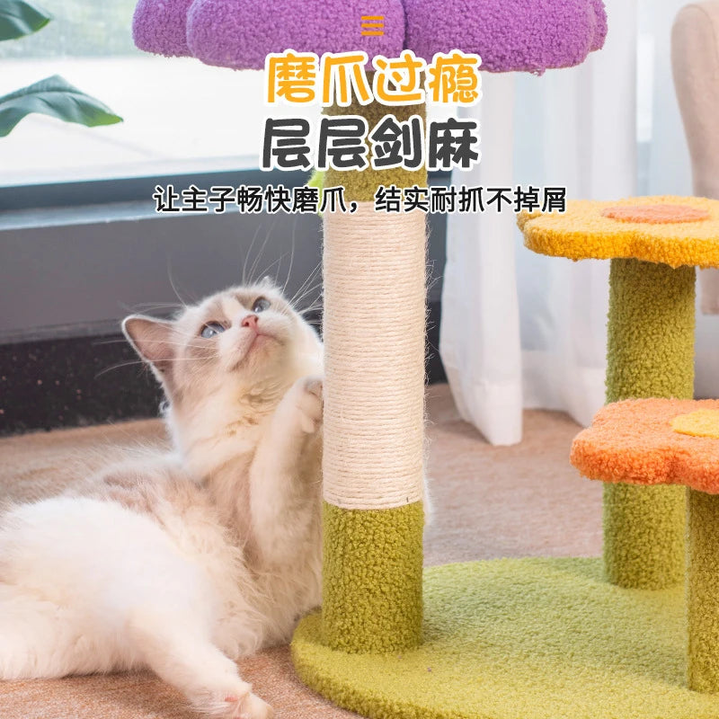Floral Cat Climbing Tree