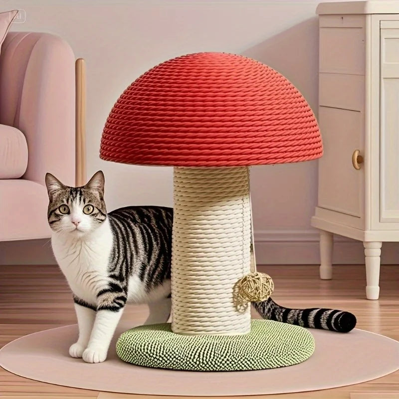 Mushroom Cat Scratching Post with Sisal Pad