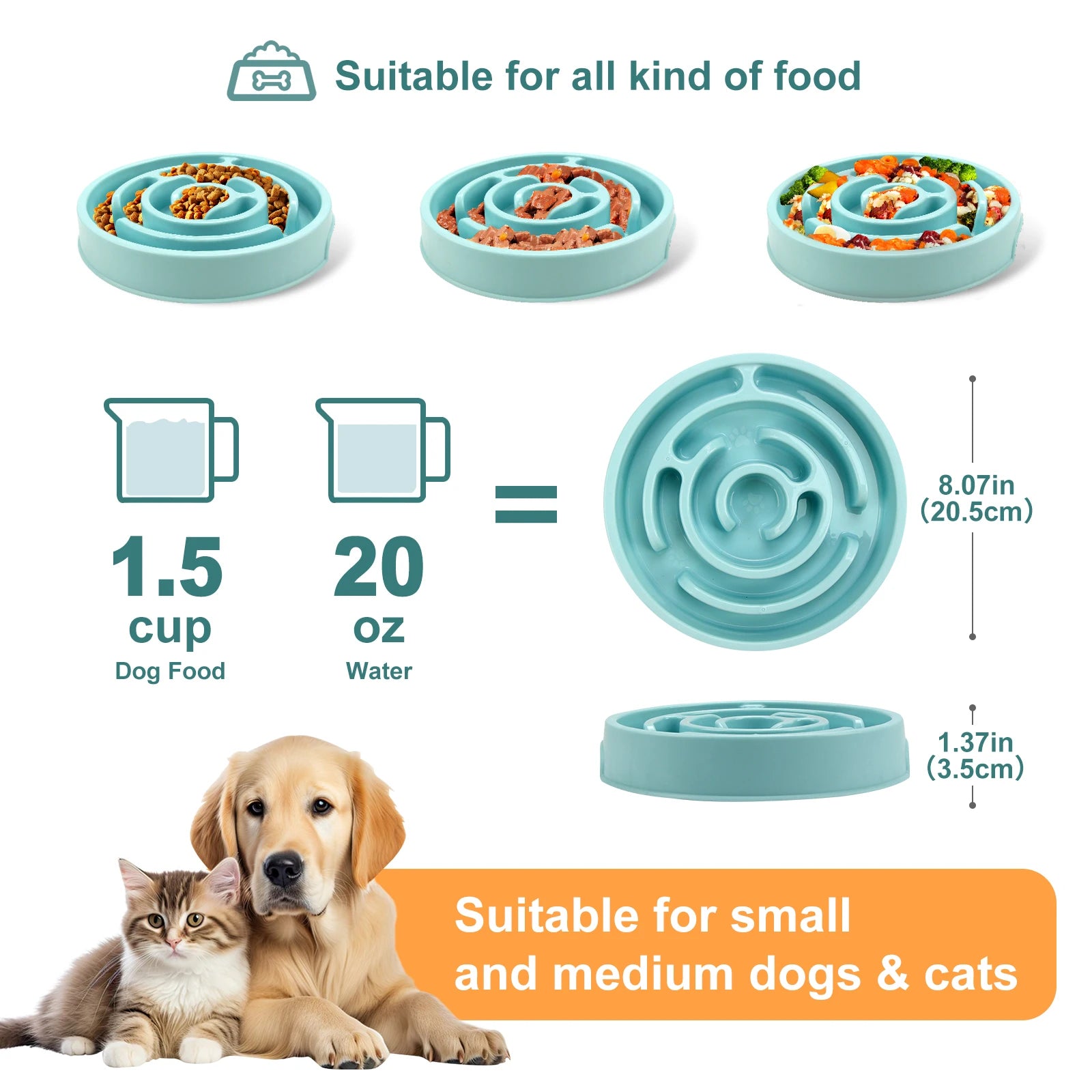 Slow Feeder Bowl for Cats & Dogs