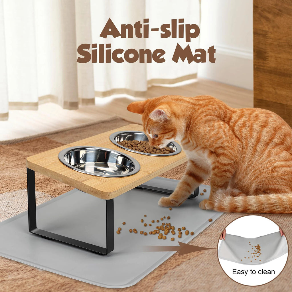 Elevated Bowls with Non-Slip Food Mat