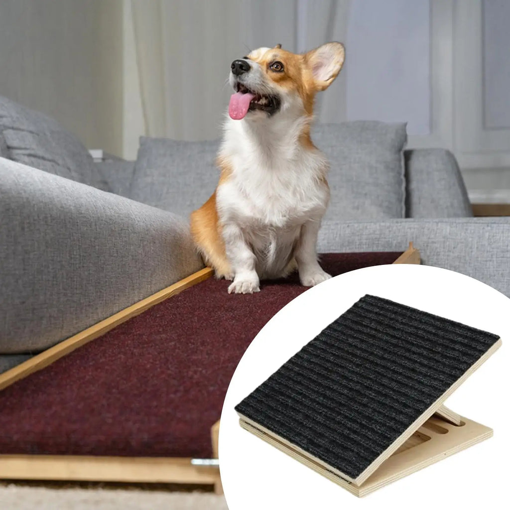 Foldable Wooden Pet Ramp with Non-Slip Mat