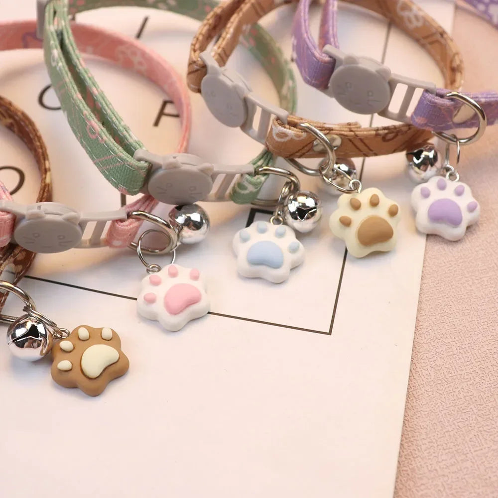 Pawprint Cat Collar with Bell