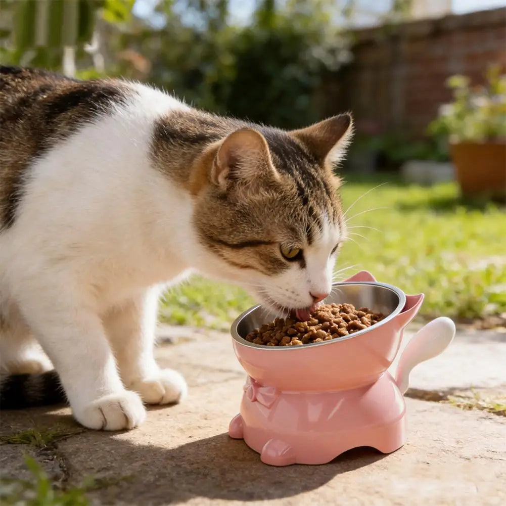 Tilted Elevated Stainless Steel Cat Bowl