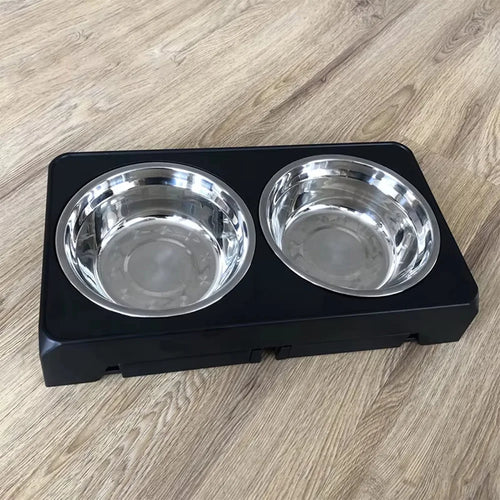 Adjustable Elevated Feeder with Double Stainless Steel Bowls