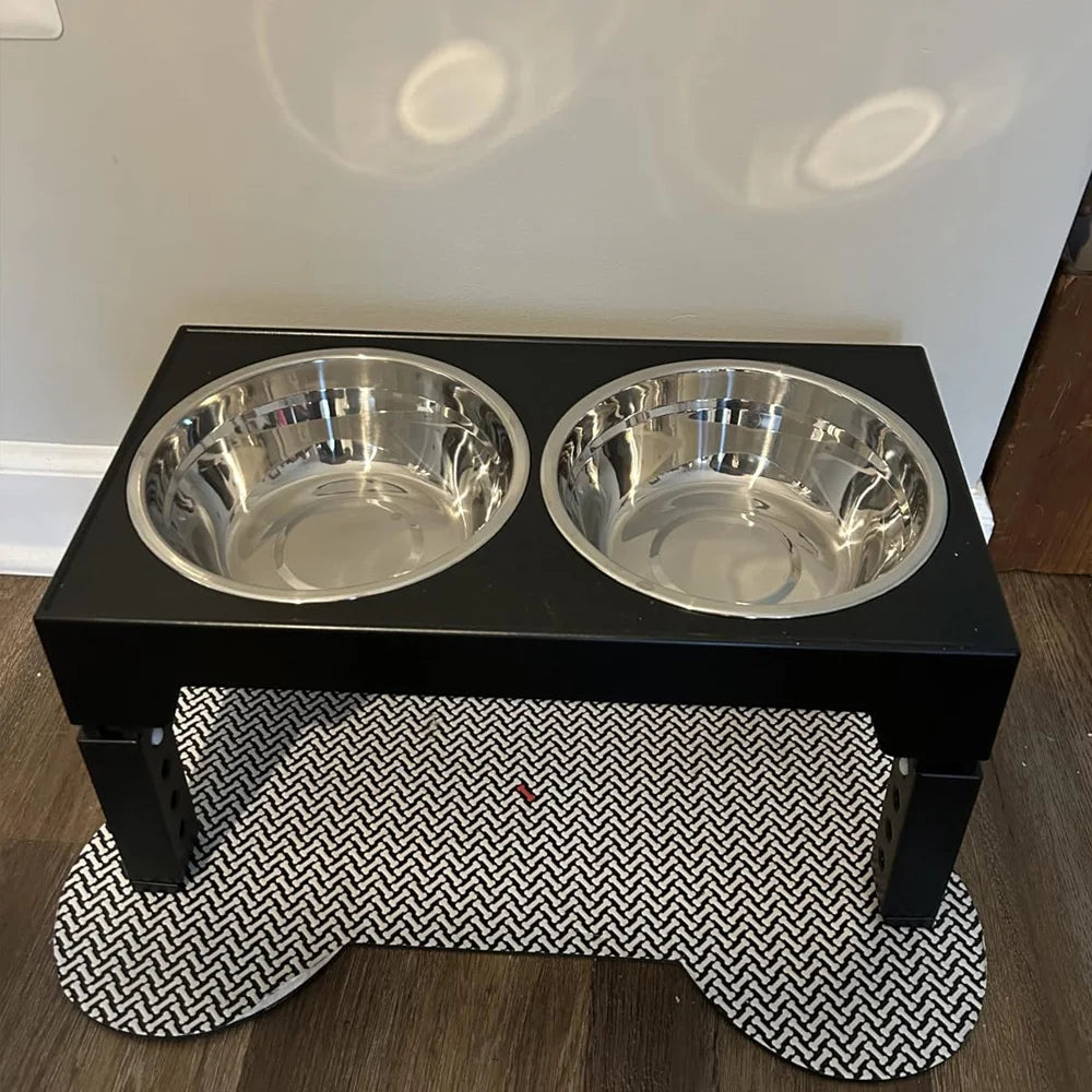 Adjustable Elevated Feeder with Double Stainless Steel Bowls