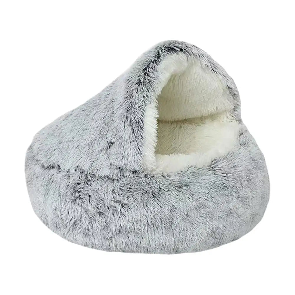 Covered Plush Cat Bed