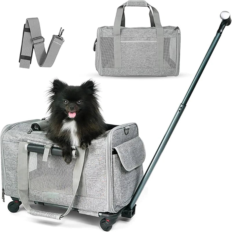 Rolling Pet Carrier with Wheels