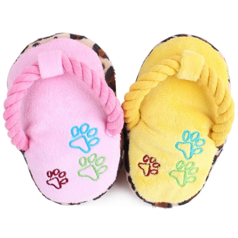 Squeaky Plush Slipper Dog Toy