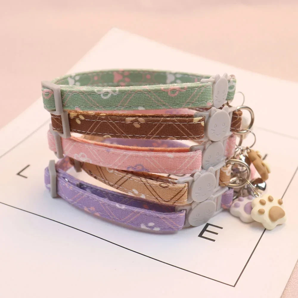 Pawprint Cat Collar with Bell