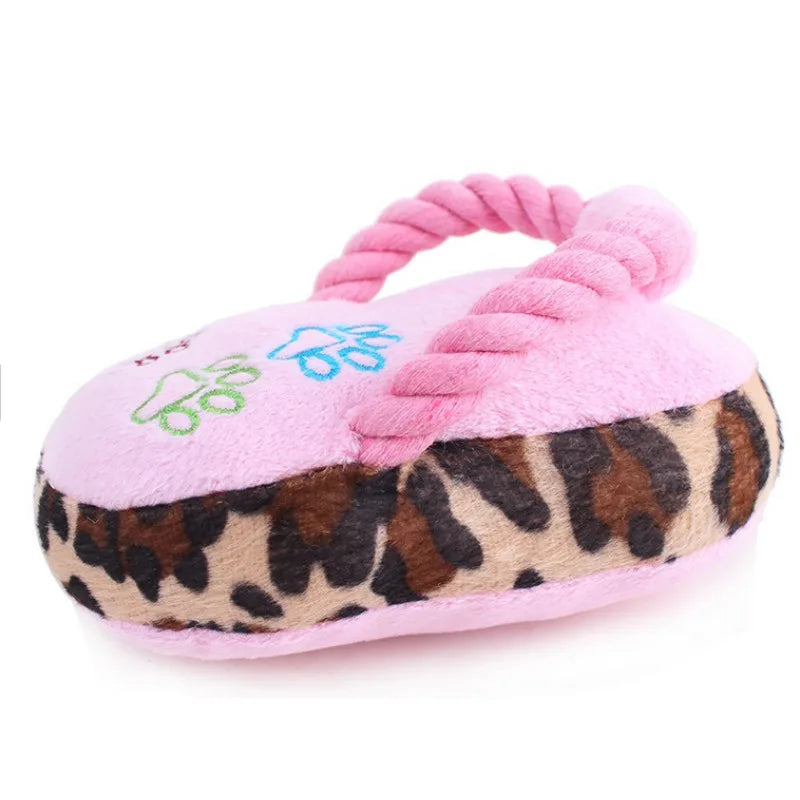 Squeaky Plush Slipper Dog Toy