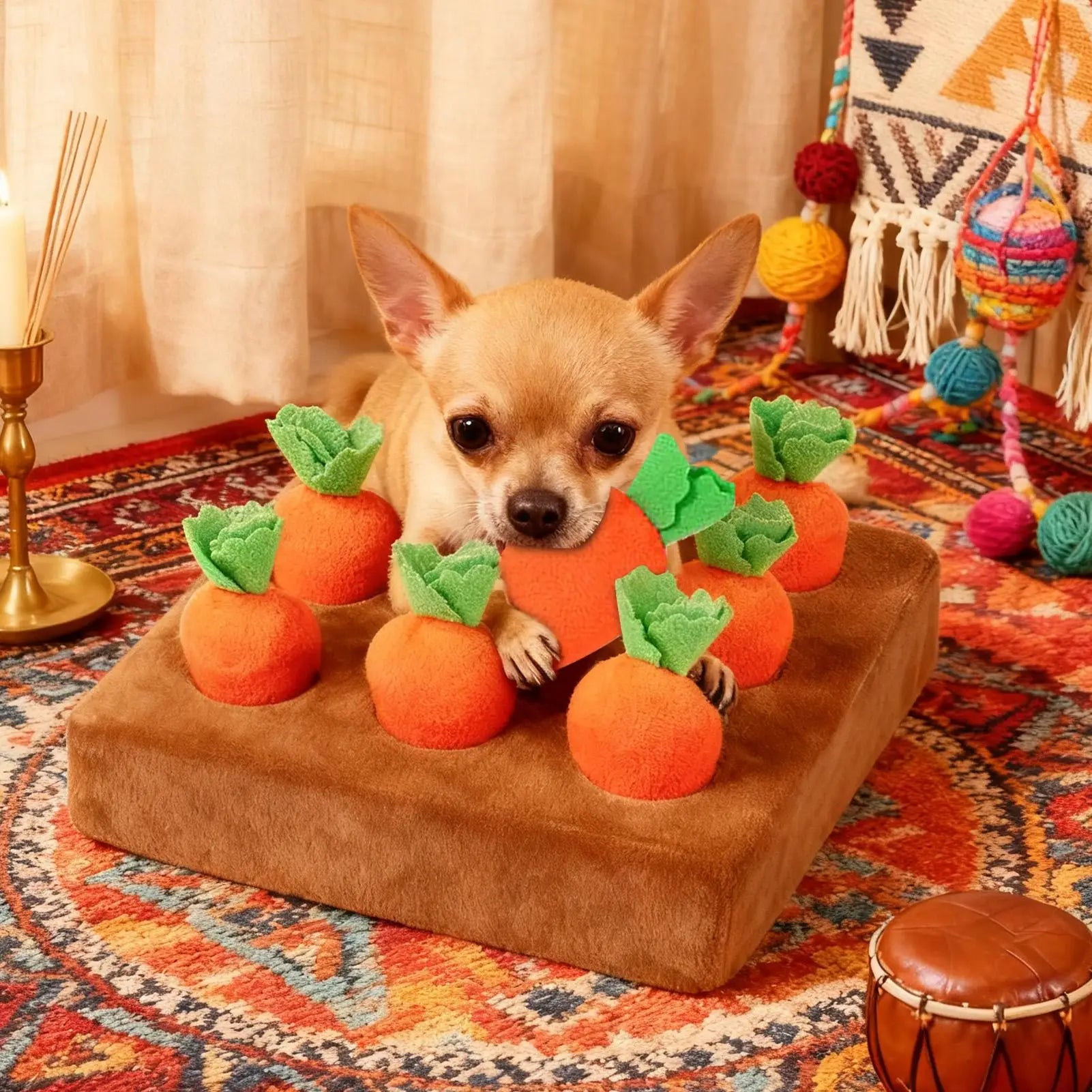 Dog Snuffle Mat with Carrot Puzzle Toy