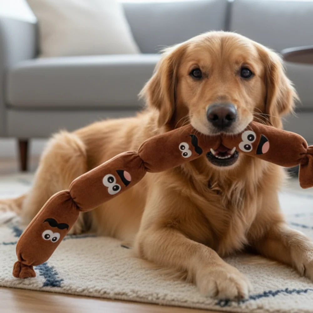 Sausage Squeaky Plush Dog Toy