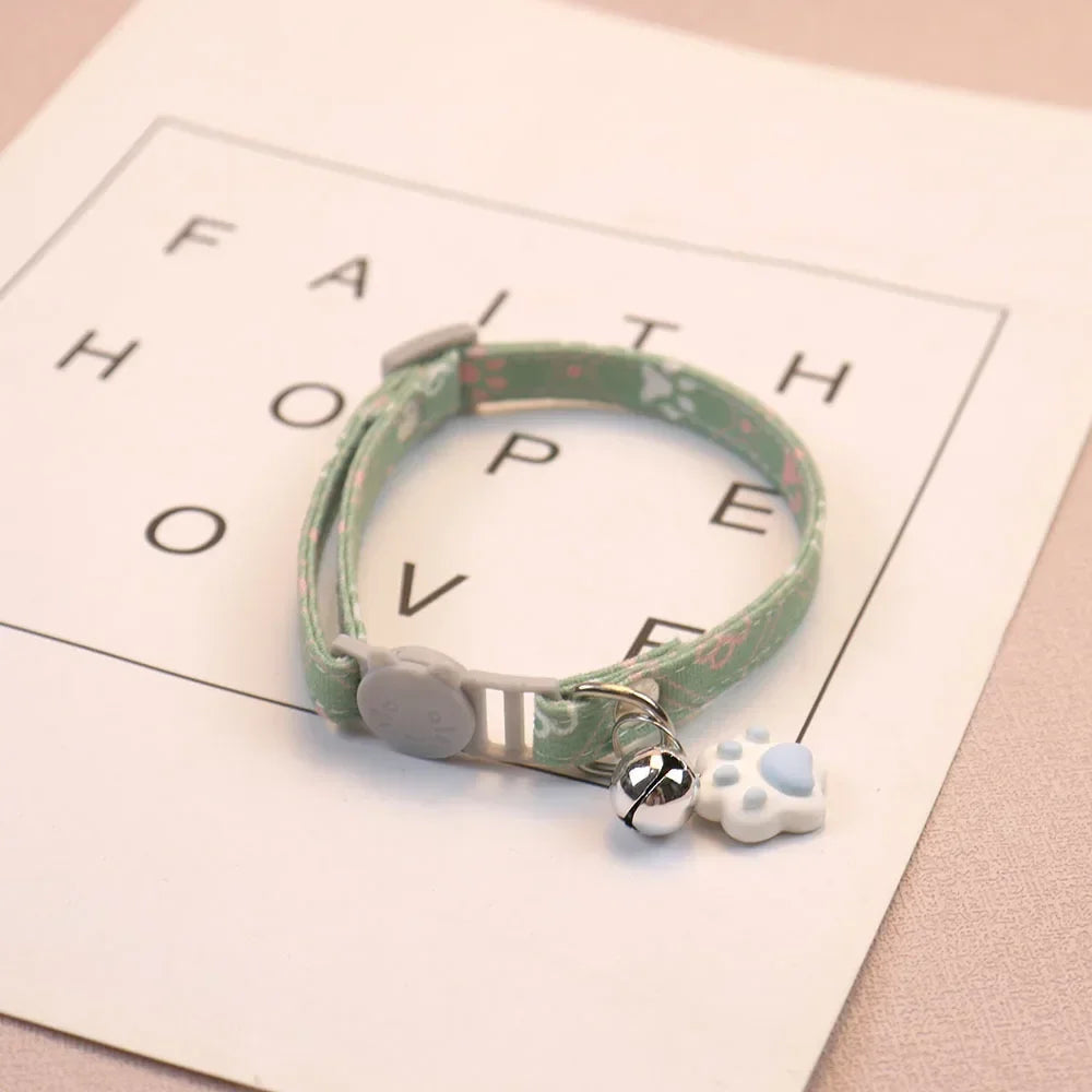 Pawprint Cat Collar with Bell