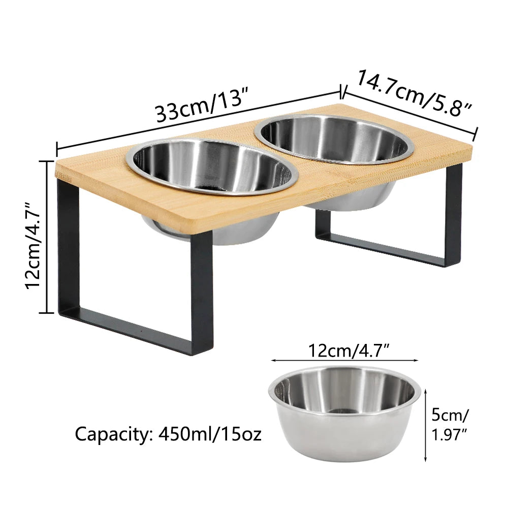 Elevated Bowls with Non-Slip Food Mat