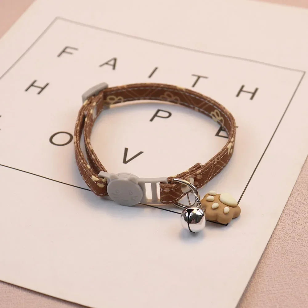 Pawprint Cat Collar with Bell