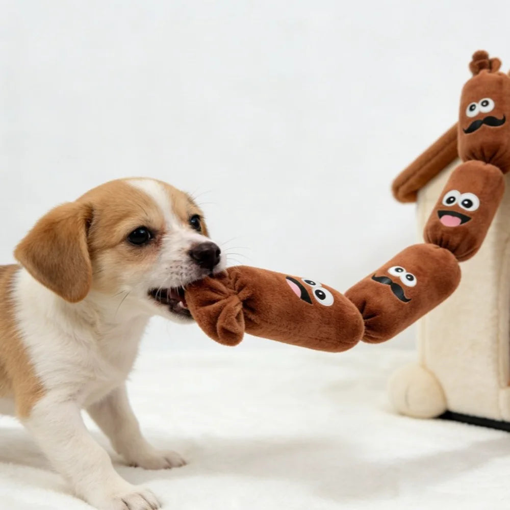Sausage Squeaky Plush Dog Toy