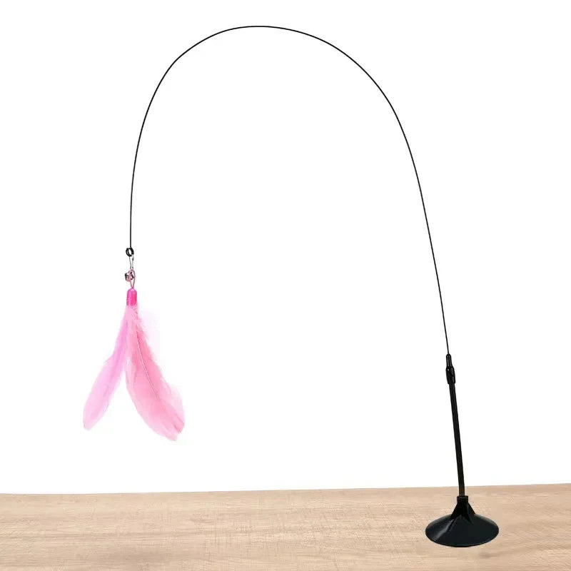 Feather Wand Cat Toy with Suction Cup Base
