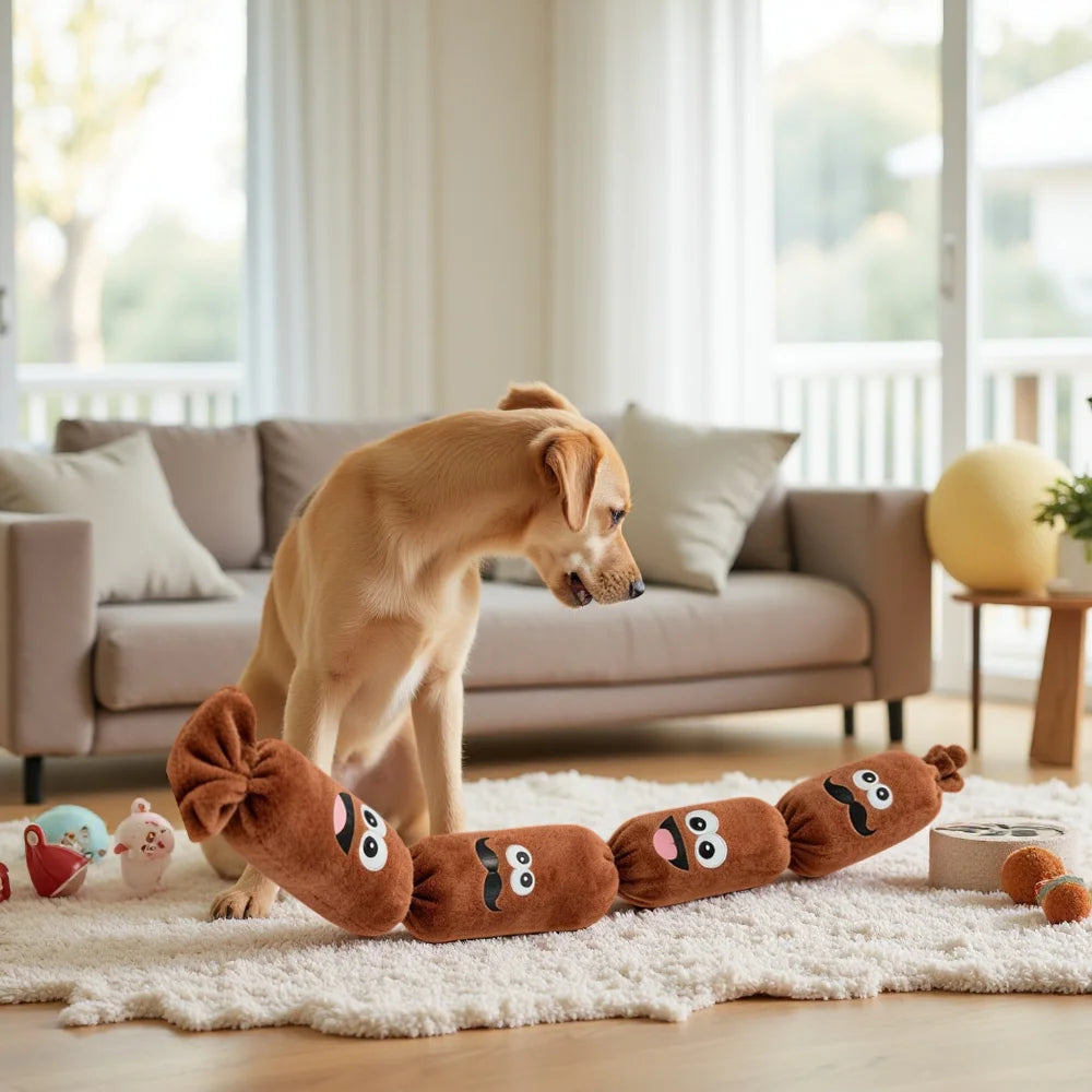 Sausage Squeaky Plush Dog Toy