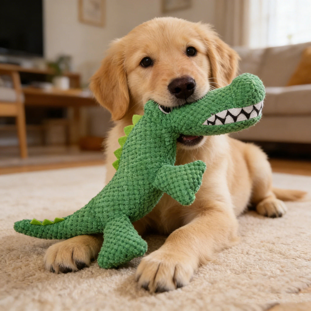 Squeaky Crocodile Plush Dog Toy for Heavy Chewers