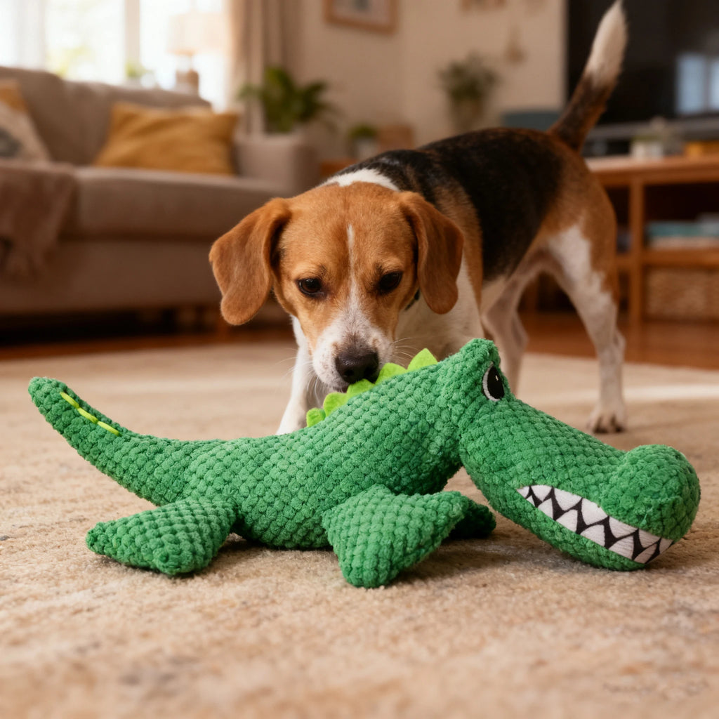 Squeaky Crocodile Plush Dog Toy for Heavy Chewers