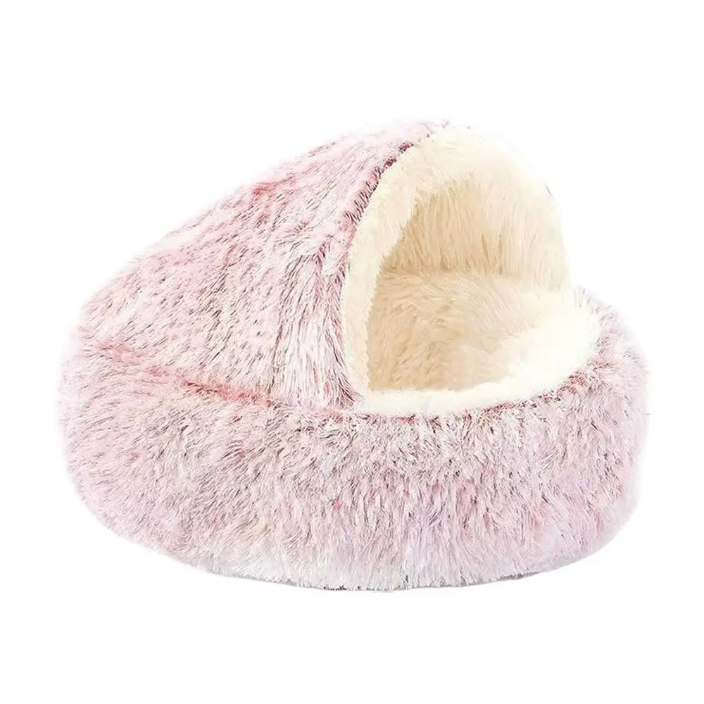 Covered Plush Cat Bed