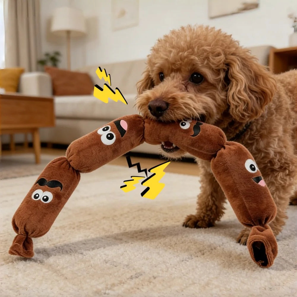 Sausage Squeaky Plush Dog Toy