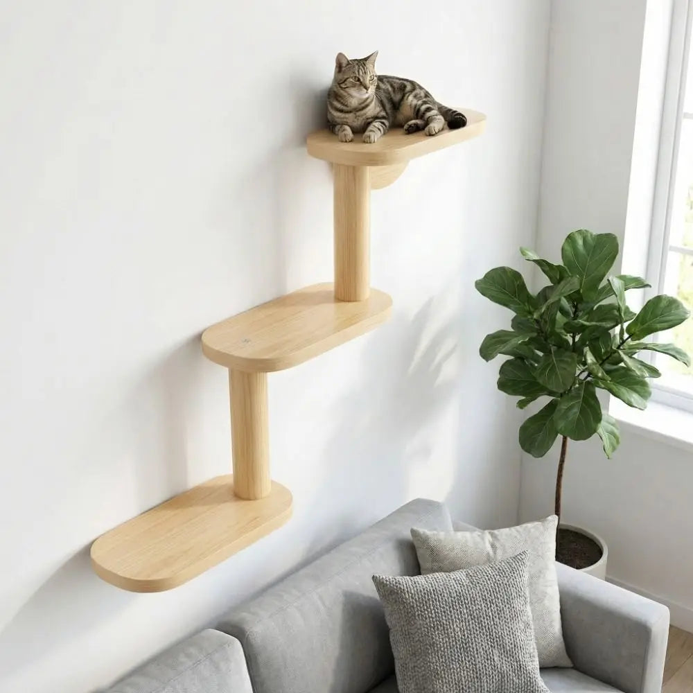 3-Level Wall-Mounted Cat Climbing Shelves