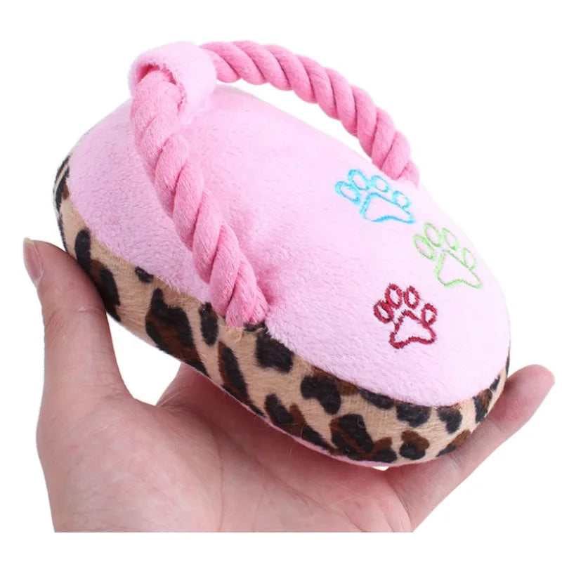 Squeaky Plush Slipper Dog Toy