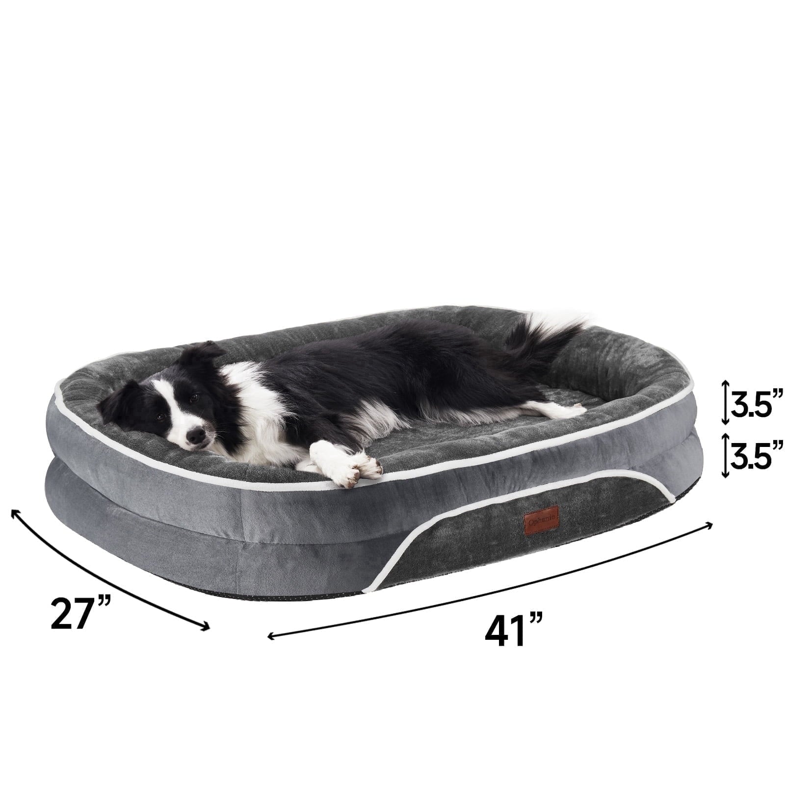 35In Luxury Sofa-Style Pet Orthopedic Bed for Large and Medium Dogs – Removable Machine-Washable Plush Cover, 4-Sided Bolster, Non-Slip Bottom, Size 35"X28"X6" Gray