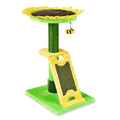 Sunflower Scratch Post with Built-In Massager, Green and Yellow, 24"