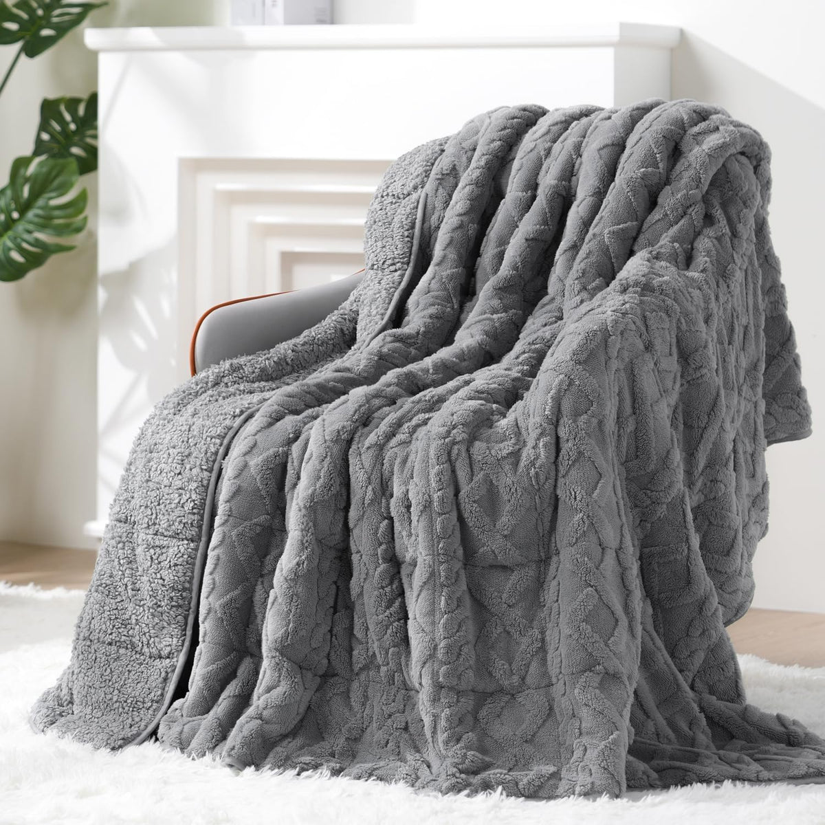 Weighted Blanket Draped Over Armchair