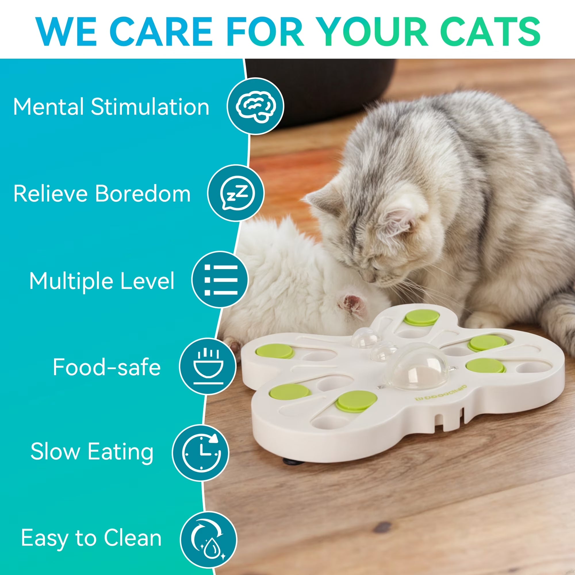 Interactive Cat Puzzle Feeder Toy, Cat Slow Puzzle Feeding Toy for Kitty IQ Training & Mental Stimulation, Butterfly