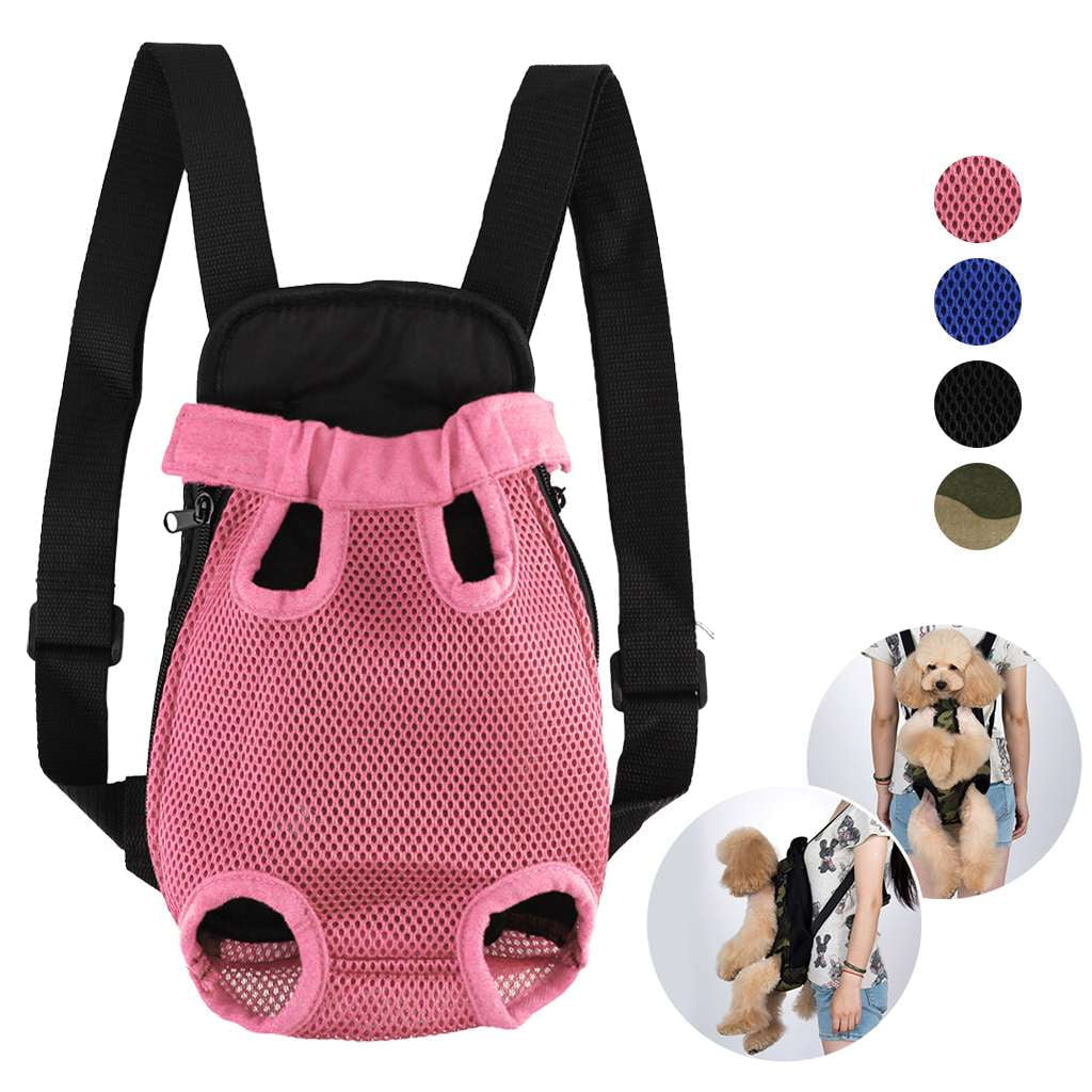 PULLIMORE Pet Carrier Backpack Front Pack, Dog Cat Carrier Travel Bag Adjustable Straps Legs Out for Small Medium Pets (S, Pink)