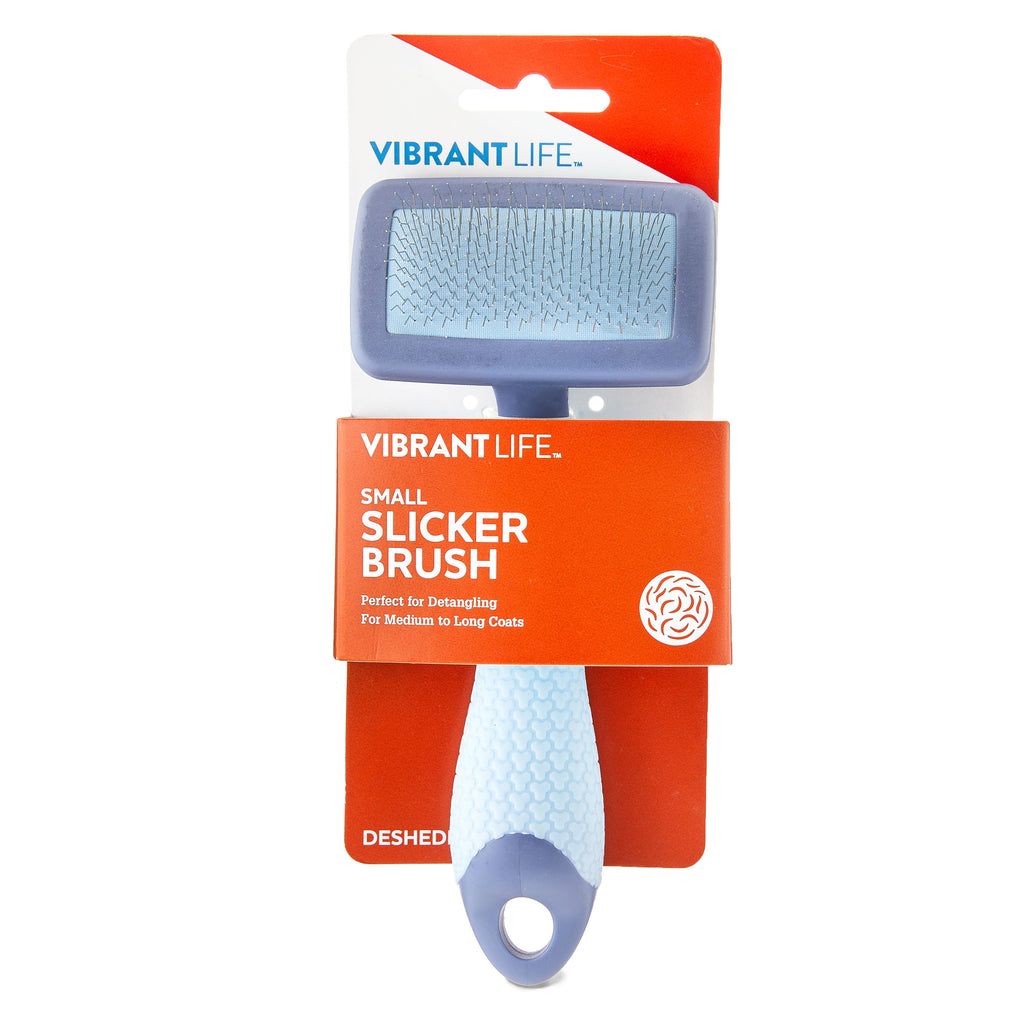 Plastic Dog Slicker Grooming Brush with a TPR Grip