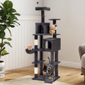 44" Multi-Level Cat Condo with Scratch Posts and Hammock, Light Gray