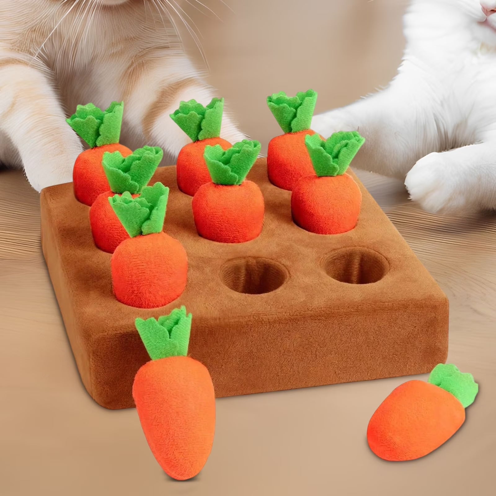 Carrot Dog Toys Carrot Snuffle Mat for Dogs Toy Carrot, Interactive Dog Plush Puzzle Toys, Interactive Rabbit Enrichment Toys, 2 in 1 Non-Slip Nosework Feed Games Pet Stress Relief with 9 Carrots