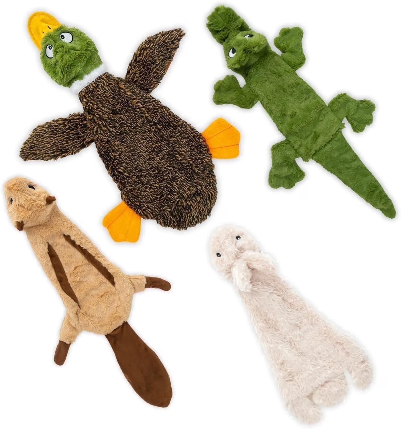 Dog Squeaky Chew Toys Fun Skin,Plush,Log, Small, 4 in 1