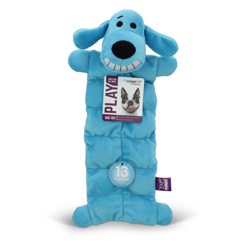 Smiling Loofa Mat Plush Dog Toy, 12 Inches Long, 13 Squeakers