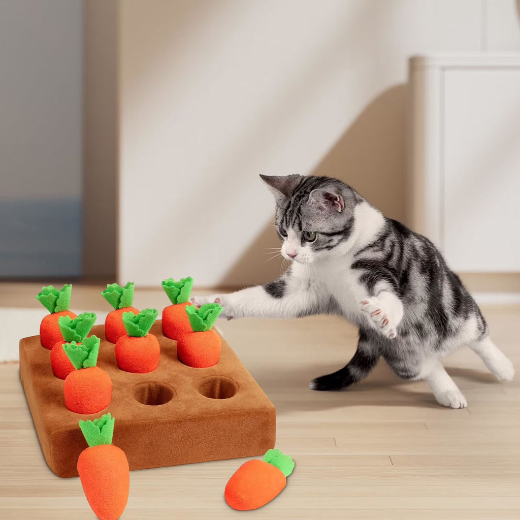 Carrot Dog Toys Carrot Snuffle Mat for Dogs Toy Carrot, Interactive Dog Plush Puzzle Toys, Interactive Rabbit Enrichment Toys, 2 in 1 Non-Slip Nosework Feed Games Pet Stress Relief with 9 Carrots