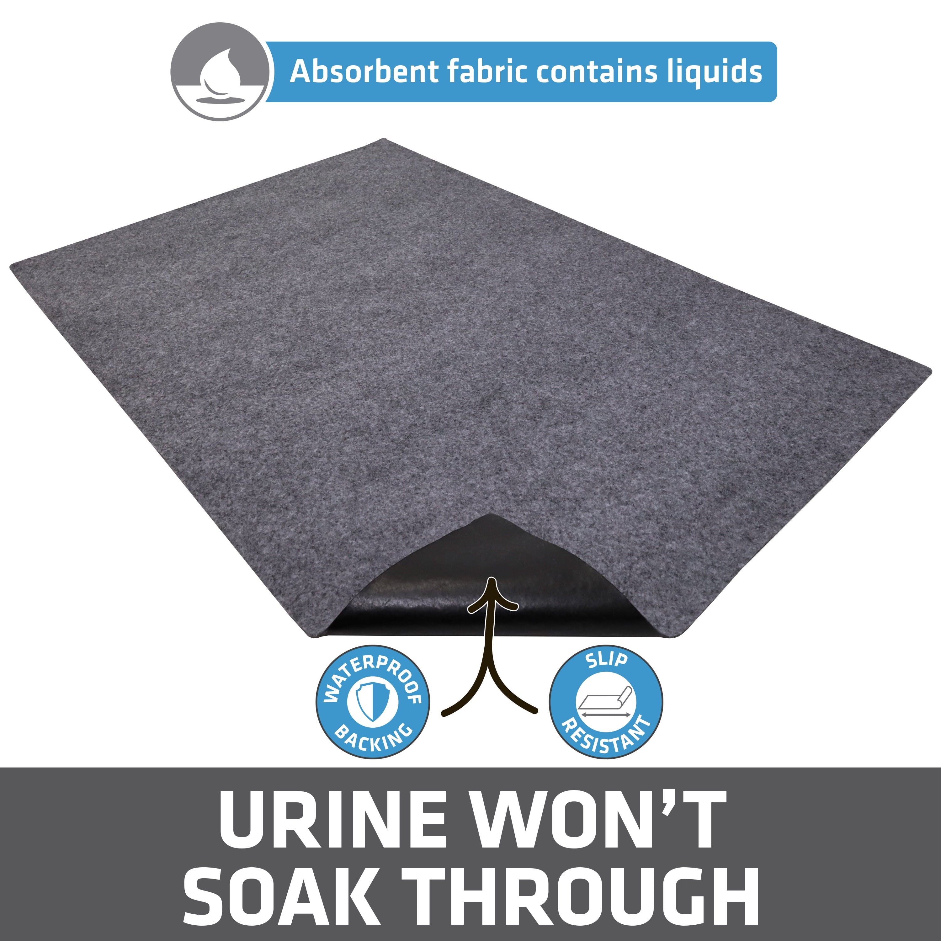 Jumbo Cat Litter Box Mat, Waterproof Urine-Proof, Absorbent, Machine Washable, Contains Mess, Soft on Paws, Kitten Supplies 29X44, Light Grey