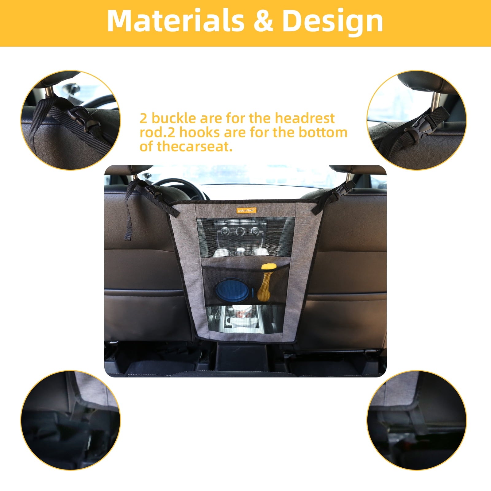 Dog Car Backseat Barrier, Universal Mesh Pet Divider with 2 Mesh Windows, Easy Install Adjustable Pet Fence for All Cars, Suvs, Trucks