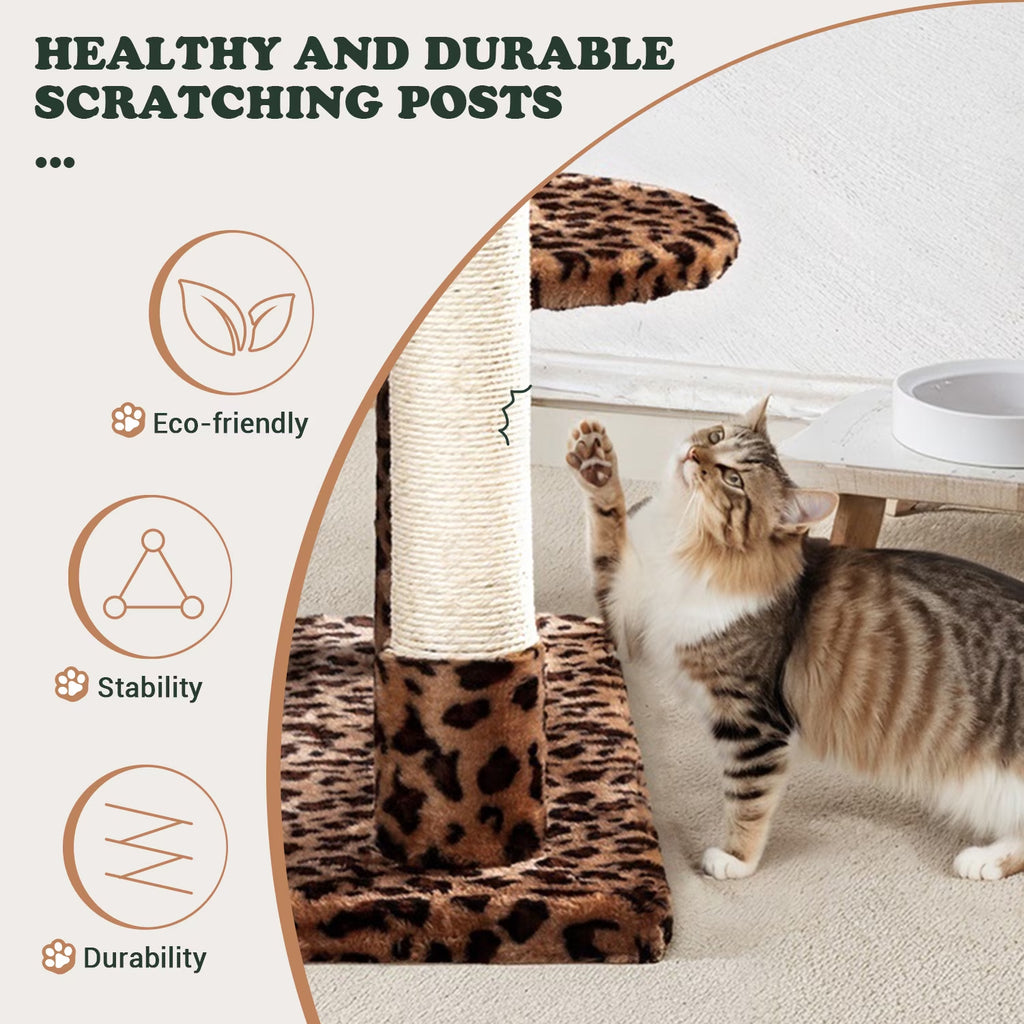 65.7" Large Cat Tree and Tower Condo for Indoor Cats with 2 Scratching Boards, Hammock & Post, Leopard Print